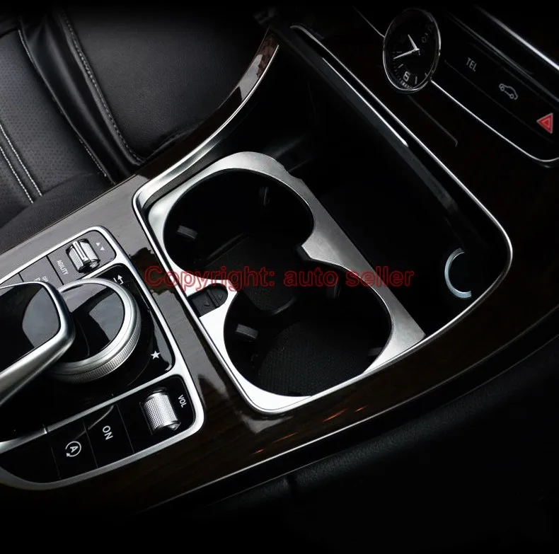 

For Benz C-Class W205 2014 2015 2016 Aluminium Alloy Inside Interior Cup Holder Cover Trim