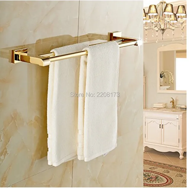 2017 accessori da bagno di lusso 100 ottone oro lucido da bagno ... Asciugamani bagno di lusso