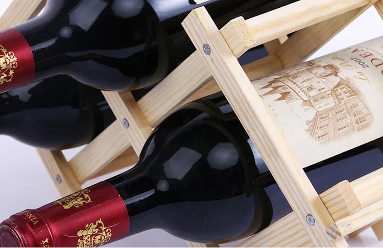 Оригинальная практичная твердой древесины складной винный шкаф домашнего Гостиная декоративный шкаф Дисплей стойки 3/6/10 бутылки вина держатель