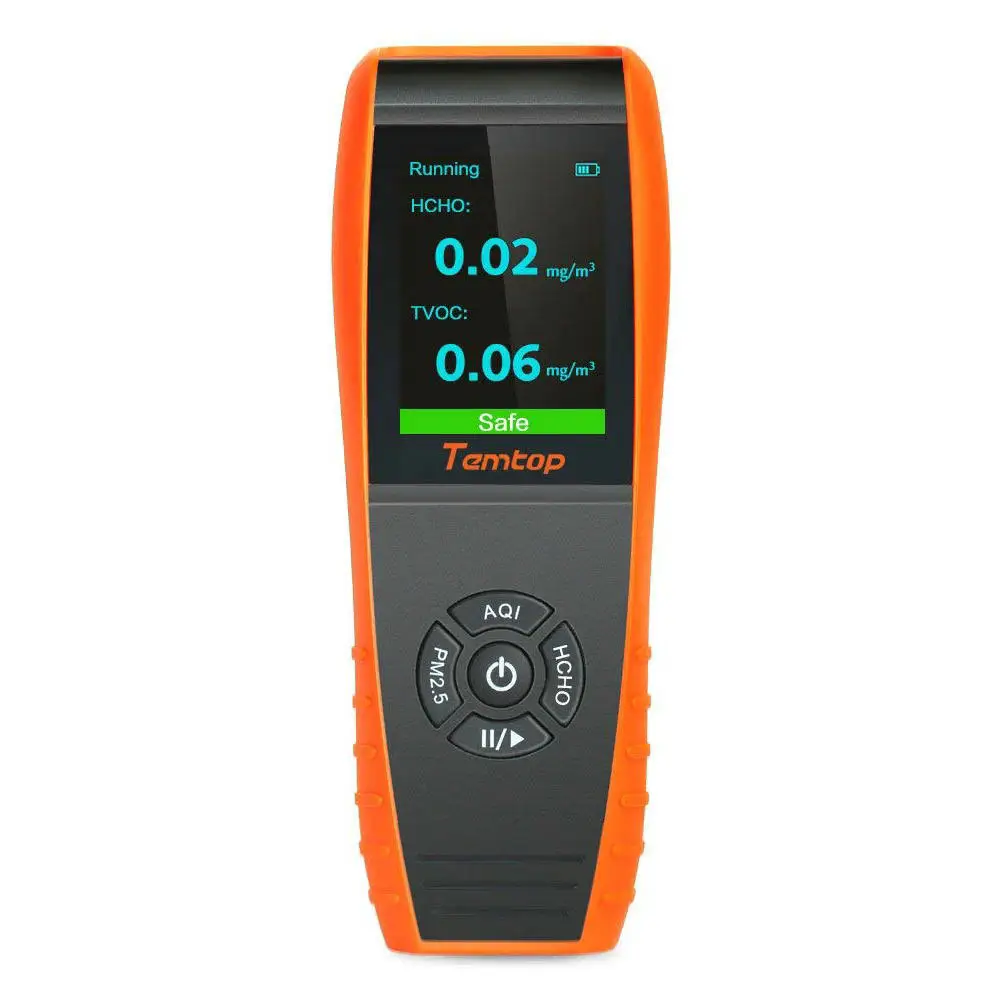 

Air Quality Detector Formaldehyde Monitor Temperature and Humidity Detector with PM2.5/PM10/HCHO/AQI/Particles Recording Curve