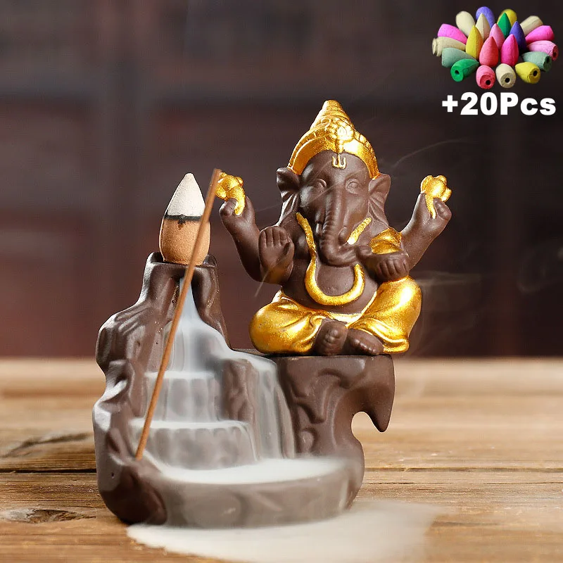 Курильница для благовоний Ganesha Backflow слон Бог эмблема благоприятный и успешный
