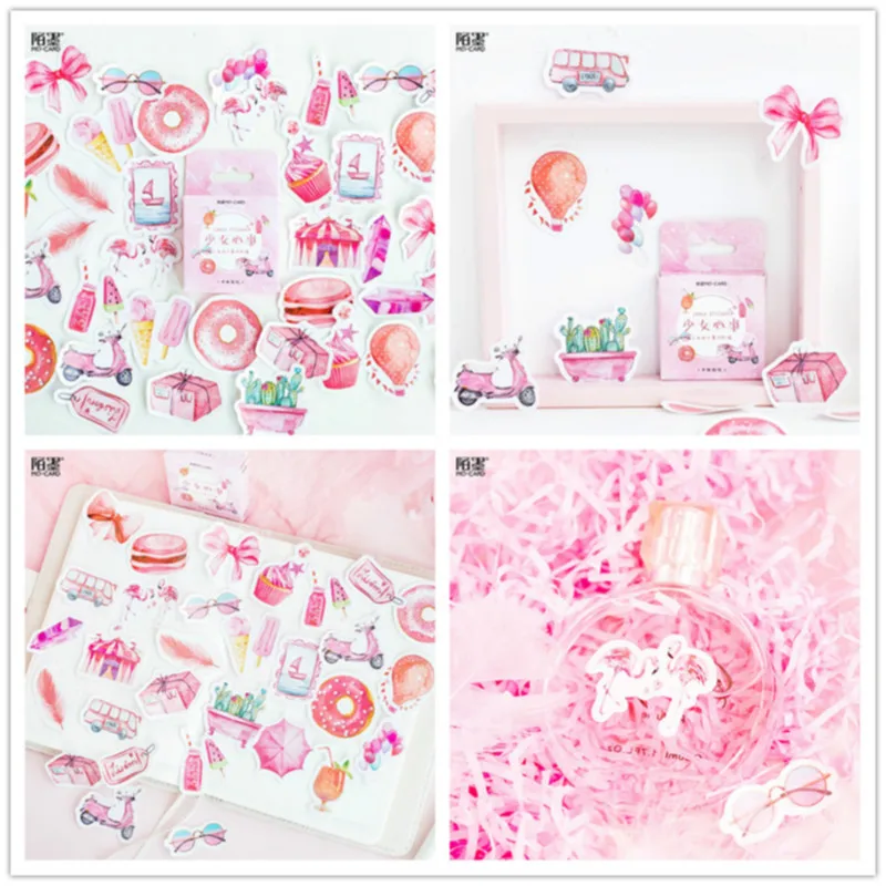 

45Pcs/set kawaii notebook cute Pink pattern planner Halloween Decoration school supplies stationery journal notes