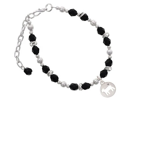 Silvertone Lamb Silhouette Black Beaded Bracelet
