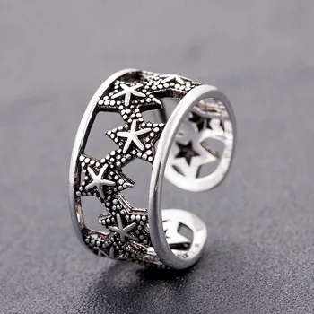 

DreamySky Real 925 Sterling Silver Star Rings For Women Open Size Wedding Ring Beautiful Jewelry Drop Shipping
