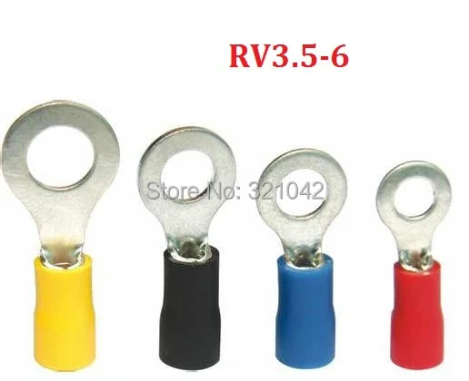 RV3.5-6 черный кольцевой изолированный клеммный наконечник 2,5-4 мм2 кабель обжимной клеммный кабель провод разъем