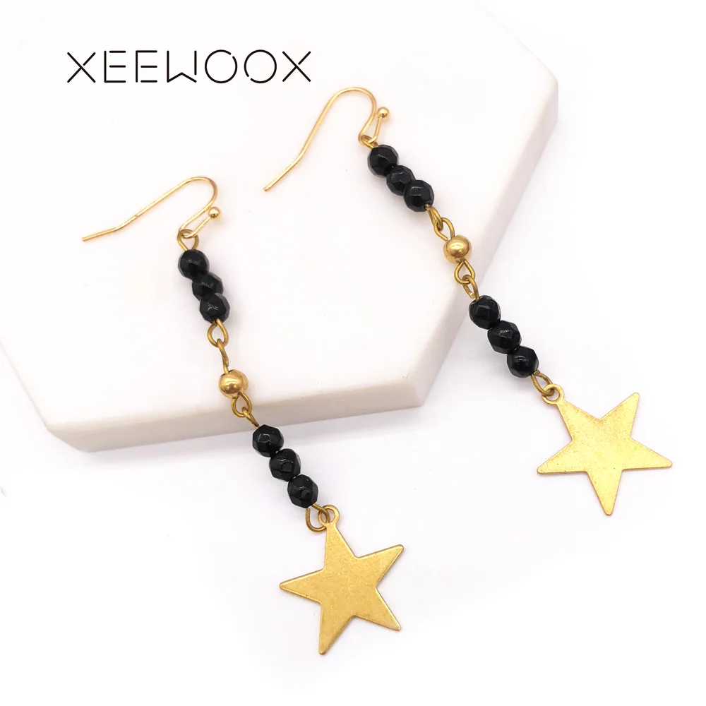 XEEWOOX 2019 новые серьги из натурального камня простые геометрические сплава модные