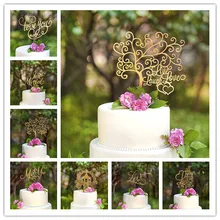 Зеркальные золотые акриловые топперы для свадебного торта, свадебные украшения, Помолвочные принадлежности для юбилейной вечеринки, украшения торта