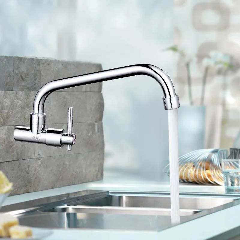 Kitchen Faucet Cold Water Faucet Brass Taps Wash Basin Rotatable Faucet Kitchen Wall-mounted Sink Long Tube Faucet 1/2 inch Kitchen Faucet Cold Water Faucet Brass Taps Wash Basin Rotatable Faucet Kitchen Wall-mounted Sink Long Tube Faucet 1/2 inch