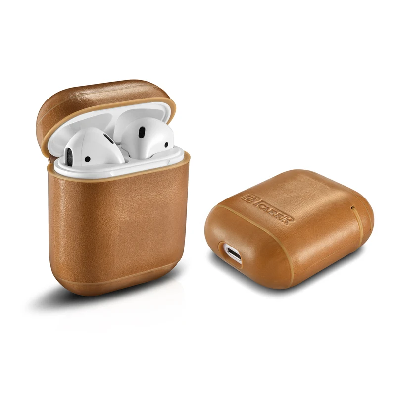 Чехол из натуральной воловьей кожи для AirPods противоударный защитный чехол