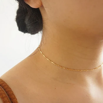 

Gold Choker Necklace, Minimalist handmade chunying