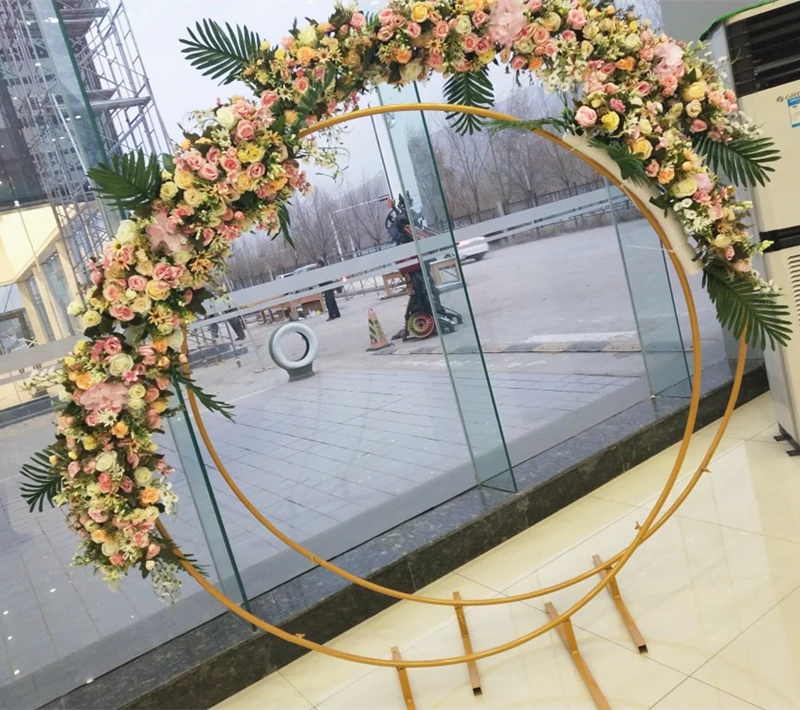 JAROWN Round Ring Arches Iron Shelf Artificial Flower Door Wedding DIY Background Decoration Home Party Flower Row Stand Decor (70)
