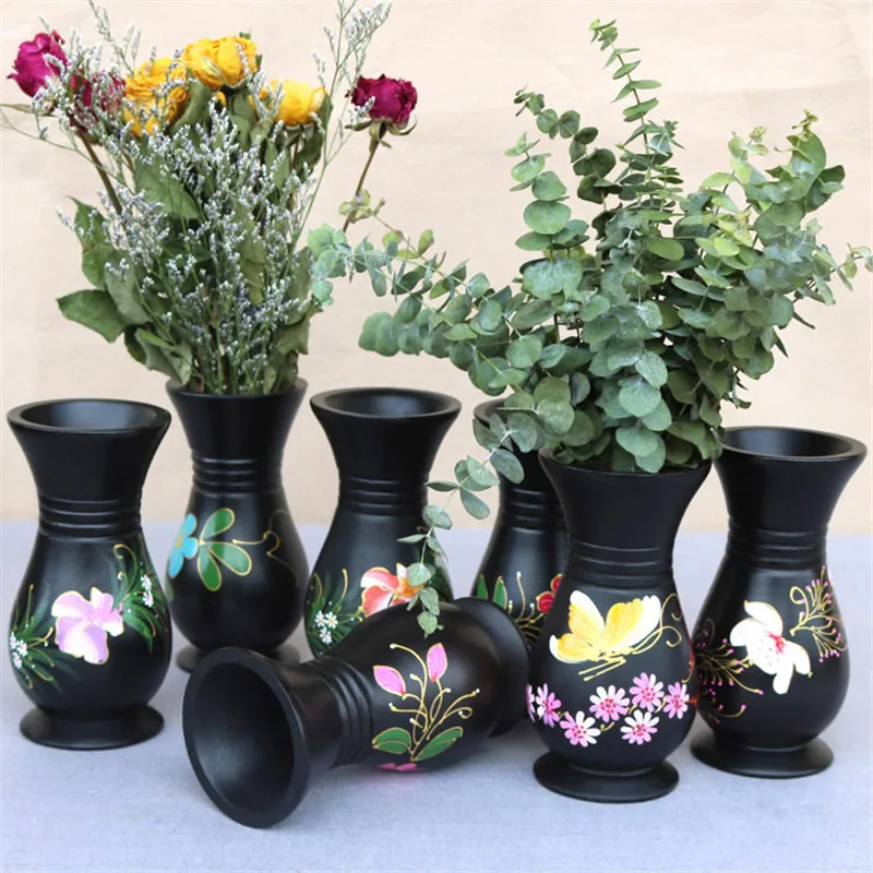 

1 pieces black ceramic vase porcelain flower decoration crafts ceramic (without plants)