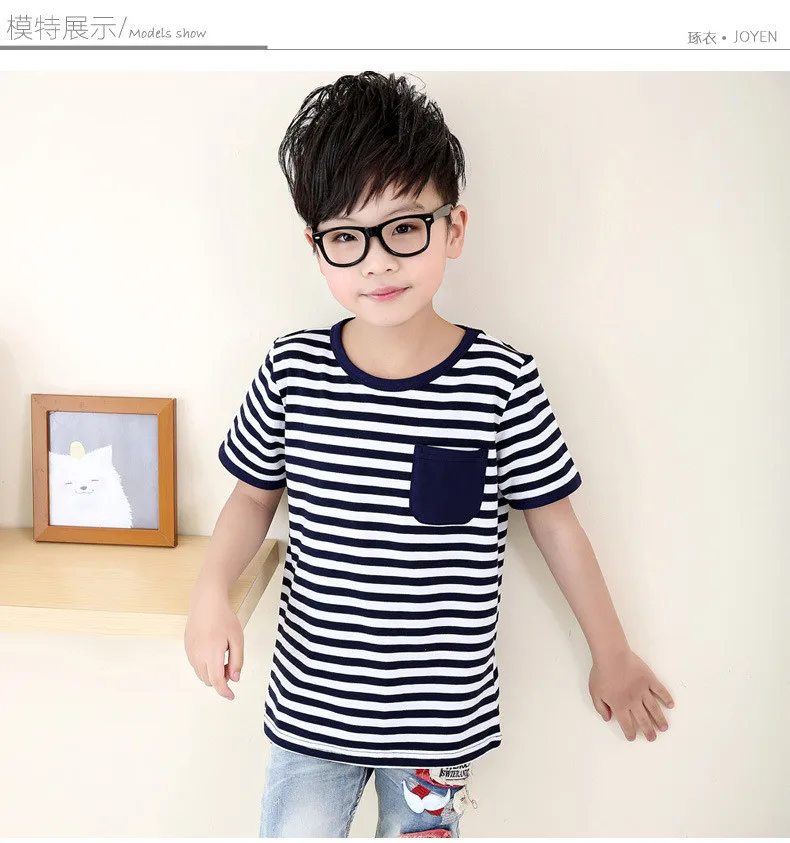 2016 Summer New Children's Clothing Boys Cotton Short-sleeved T-shirt Children Casual Round neck Striped Fashion T-shirt HTB1zDiNLpXXXXXYXFXXq6xXFXXXs - 2016 Summer New Children's Clothing Boys Cotton Short-sleeved T-shirt Children Casual Round neck Striped Fashion T-shirt