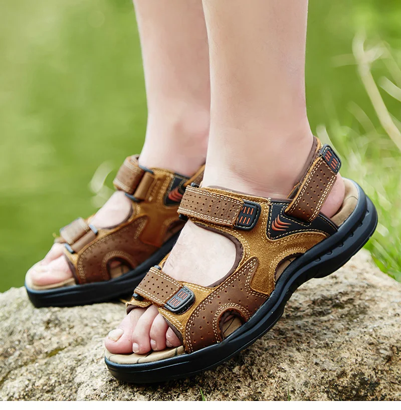 VESONAL/Новинка года; Летняя обувь из натуральной кожи; мужские сандалии; повседневные классические пляжные сандалии для прогулок