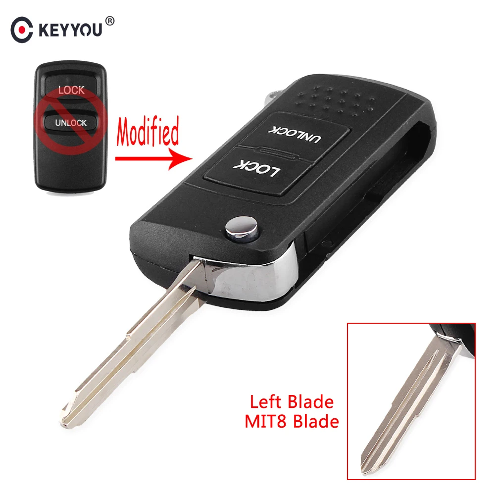 

KEYYOU Flip Folding Car Remote Key Shell Case Fob for Mitsubishi Key For Eclipse Galant Endeavor 2 Buttons Car Key Replacement