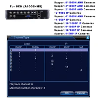 5 IN1 AHD 1080N 4CH 8CH CCTV DVR Mini DVR 5w1 dla zestaw CCTV VGA HDMI System bezpieczeństwa Mini NVR dla 1080P kamera IP Onvif DVR PTZ 3