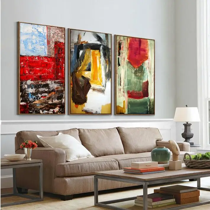 NEW Wood FRAMED Ready to Hang Nordic Simple Abstract Wall Art HD Canvas Print for Studyroom Livingroom Bedroom Wall Decoration