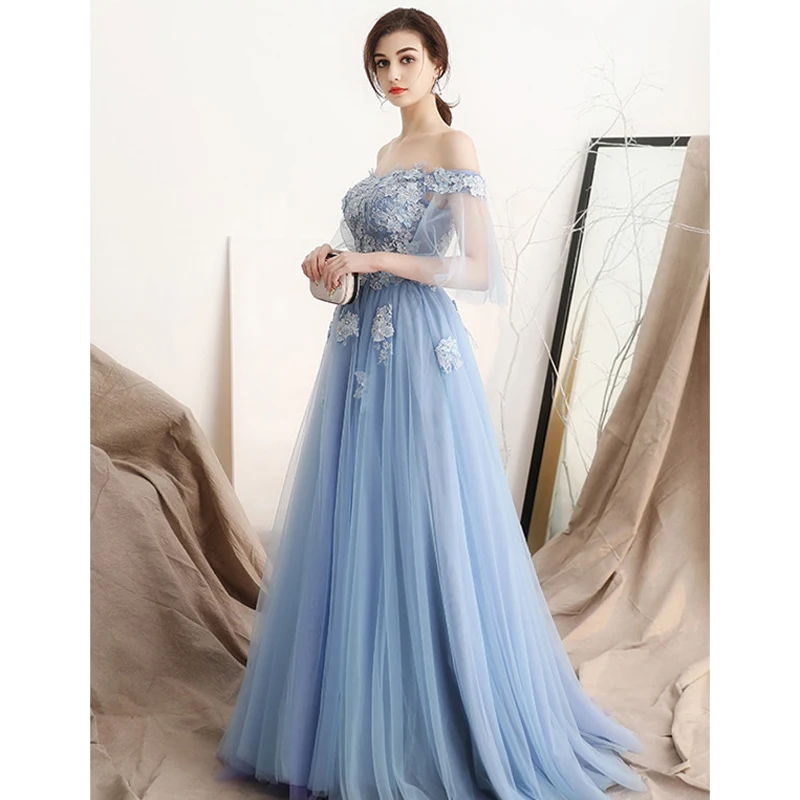

Evening Dresses Short Sleeve Boat Neck Embroidery 2019 Custom made A-Line Floor Length Formal Dress
