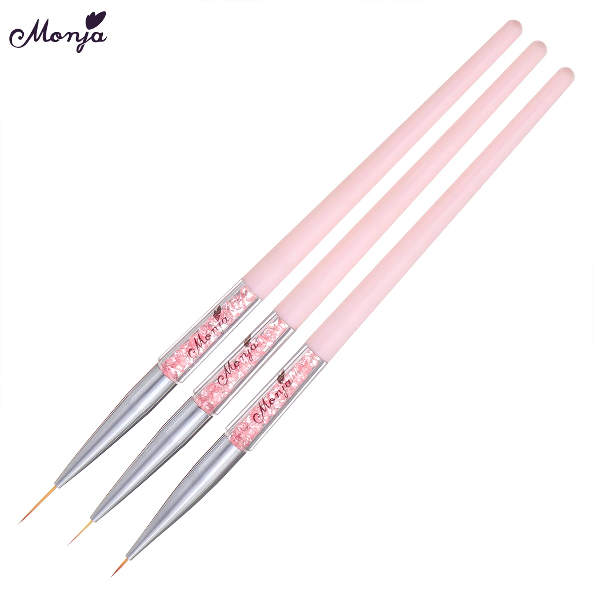 Monja 3 Pcs Nail Art Acrylic Liner Painting Brush French Lines Stripes Grid Pattern Drawing Pen 5