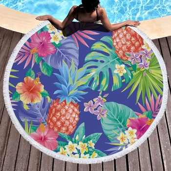 

SOFTBATFY Tropical Pineapple Round Beach Towel with Tassel Yoga Mat Beach Cover up Dropshipping