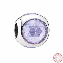 Популярные стерлингового серебра 925 Нежный ЛАВАНДА CZ Сияющие капли бусины DIY Fit PANDORA Подвески для женщин ювелирных изделий FL512-A
