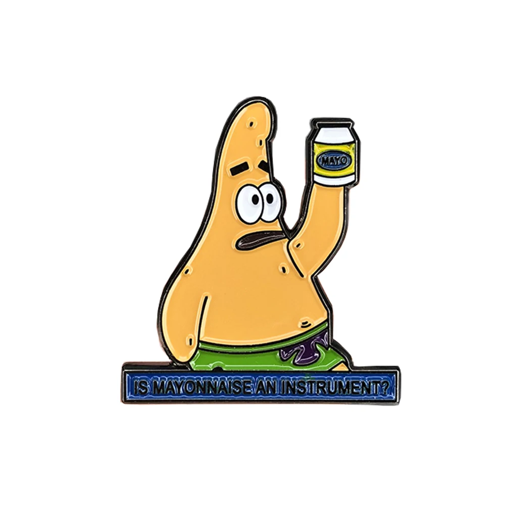 

SpongeBob cartoon soft enamel pin is mayonnaise an instrument badge