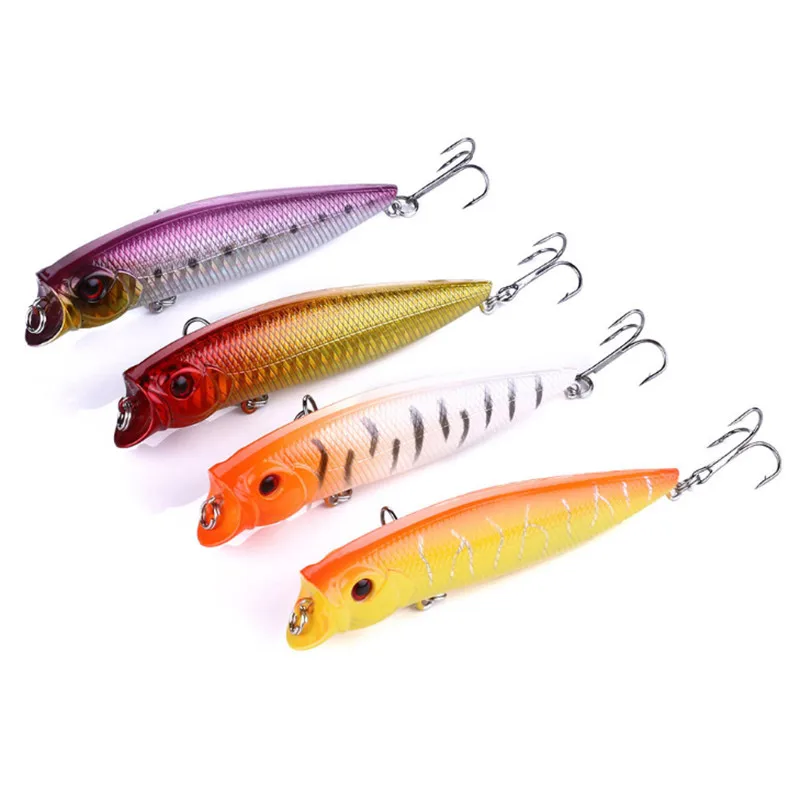 

Popper 1pc Fishing Lures Mixed Color Size Hard Bass Baits 3D Eyes Artificial Crankbait Treble Hook Trout Tackle Lure