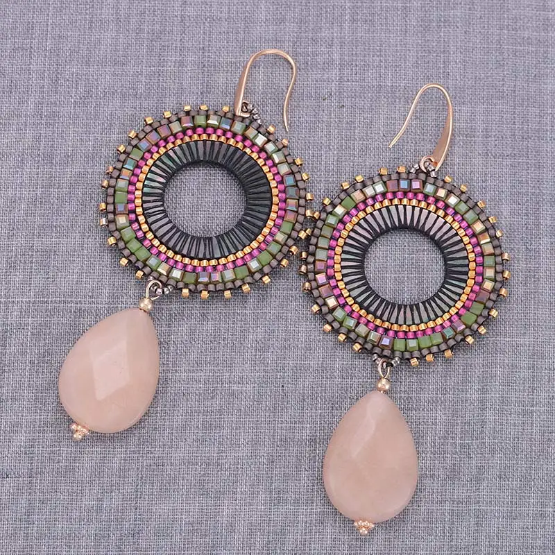 Sehuoran Janpen Glass Beads Drop Earrings Match Natural Stone And Ocean Shell Pendients Wedding Earrings For Woman Jewelry  (6)