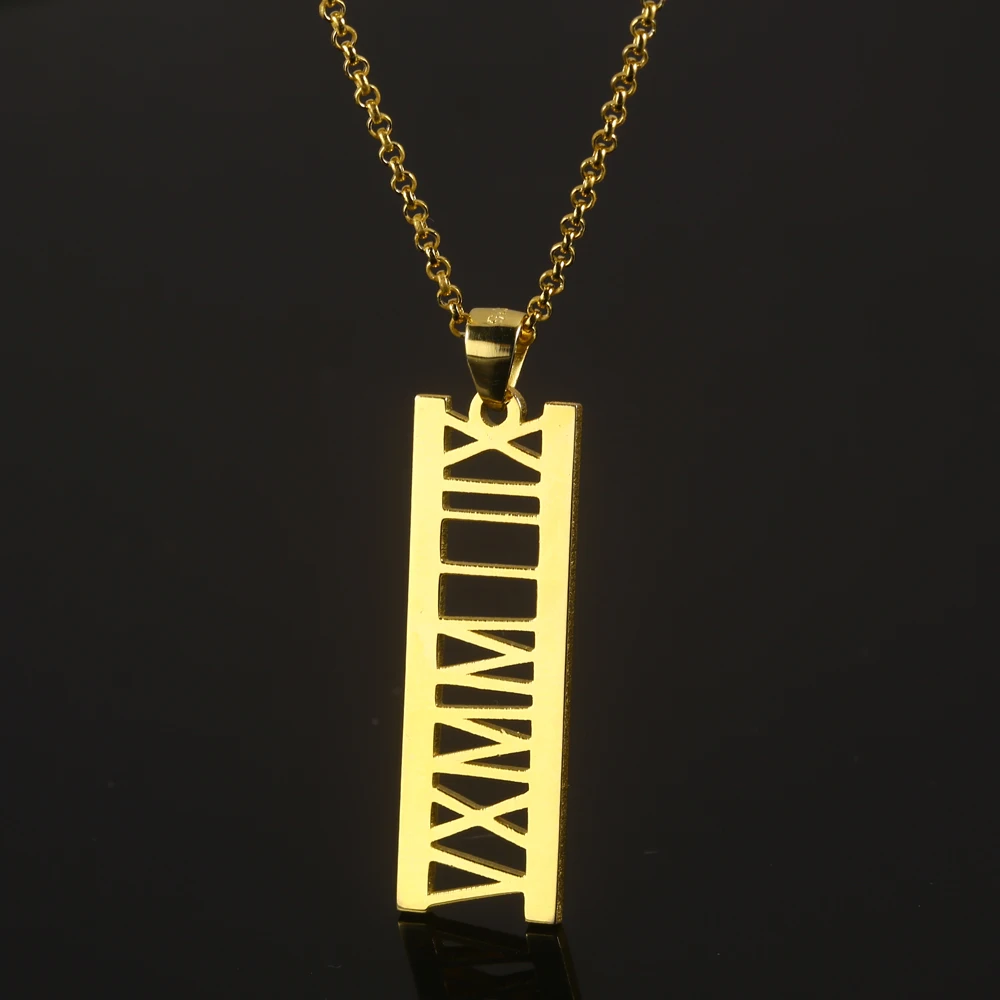 

925 Silver Personalized Roman Number Necklace Women Pendant Necklaces Custom Roman Numerals Necklace Anniversary Birthday Gift