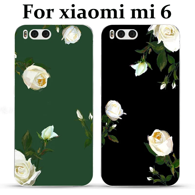 2 шт. для xiaomi mi 6 чехол задняя крышка модный цветок силиконовый мягкий capas mi6 чехлы