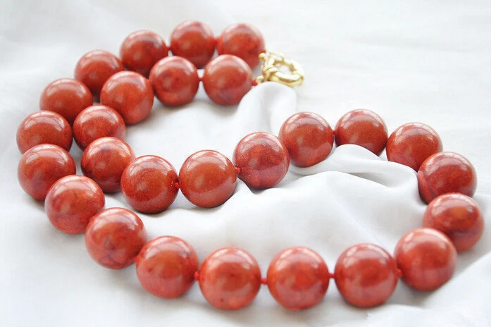 

FREE SHIPPING>>>@@ > N2411 Rare 18mm Genuine Nature Red Grass Coral Round Gems Beads Necklace 18'' AAA