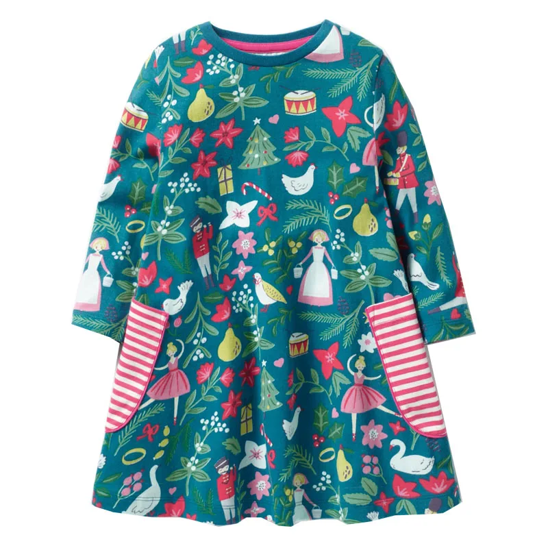

Baby Girls Clothes Long Sleeve Girls Dresses with Animal Appliques Children Vestidos Princess Dress for Girl Costume Kids Dress