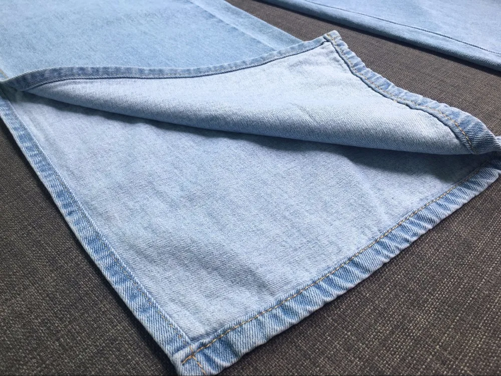 Раздельные широкие брюки женские свободные джинсовые сексуальные модные Джинсы бойфренда с высокой талией Famale до икры, небесно-голубые летние расклешенные джинсы