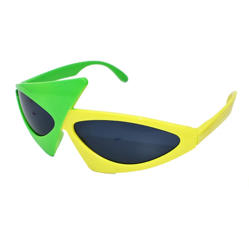 Roy Purdy стиль хип-хоп Асимметричные треугольные очки Новинка Зеленый Розовый контрастный цвет вечерние очки украшения - Цвет линз: yellow and green