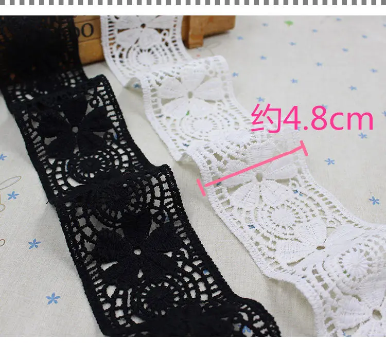 Ширина 5 см белый черный кружевной отделкой ленты ткань высокого качества полый материал кружева аппликация DIY ремесло платье юбка Швейные аксессуары