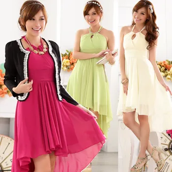 

BIG SIZE M~3XL Summer Women Sexy Backless Irregular Chiffon Formal Dress Ladies Female Plus Short Front Long Back Ruffle Dresses