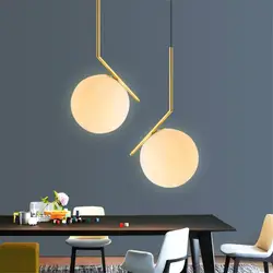 Современная Nordic стекло молочно-белого цвета железный шар подвесной светильник для бар прикроватные для столовой комнаты и прихожей