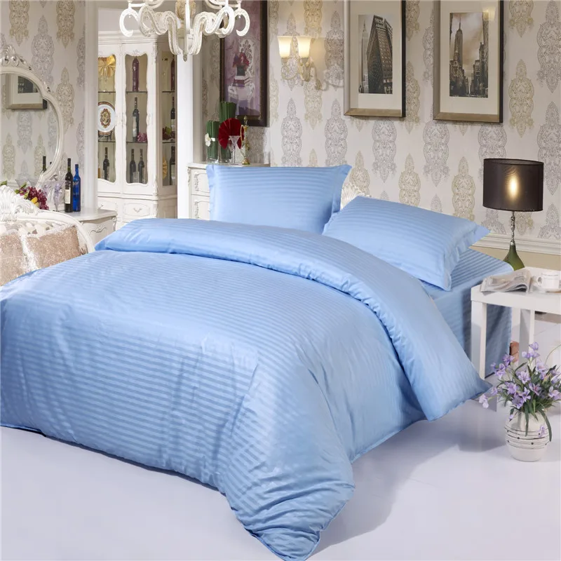 100 cotton Bedding Sets sky blue color Duvet Cover Set Hotel Bed Sets
