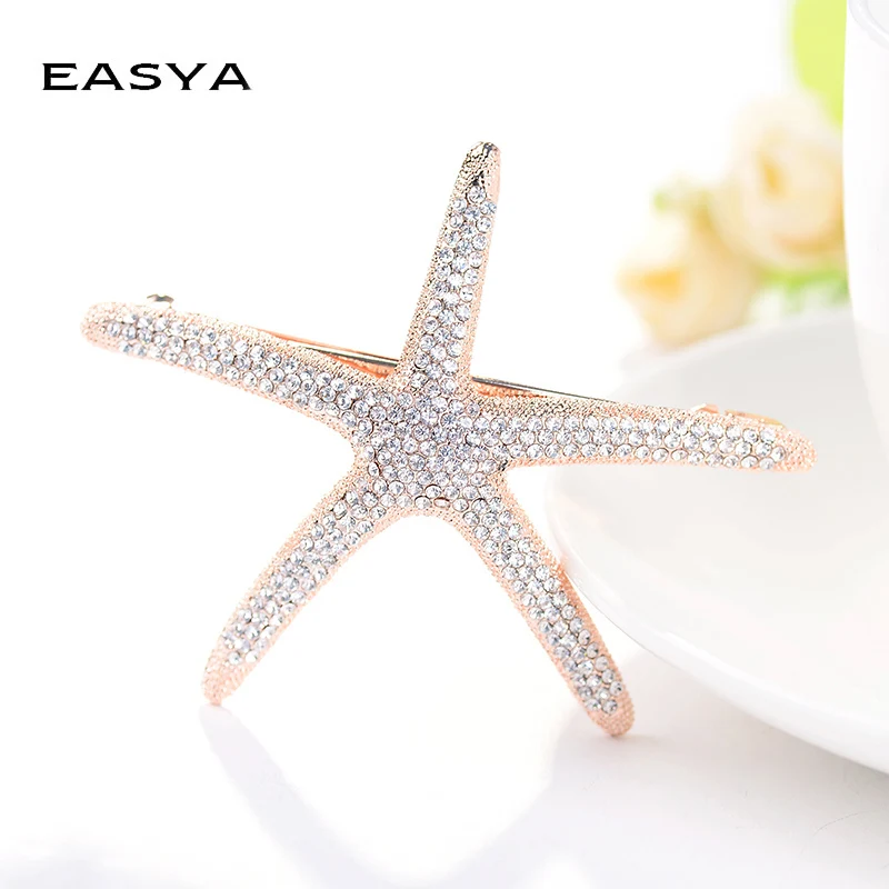 

EASYA New Fashion Full Crystal Starfish Hairpin Hair Barrettes Accessories Large Rhinestone Hair Clips Headwear For Women Girls
