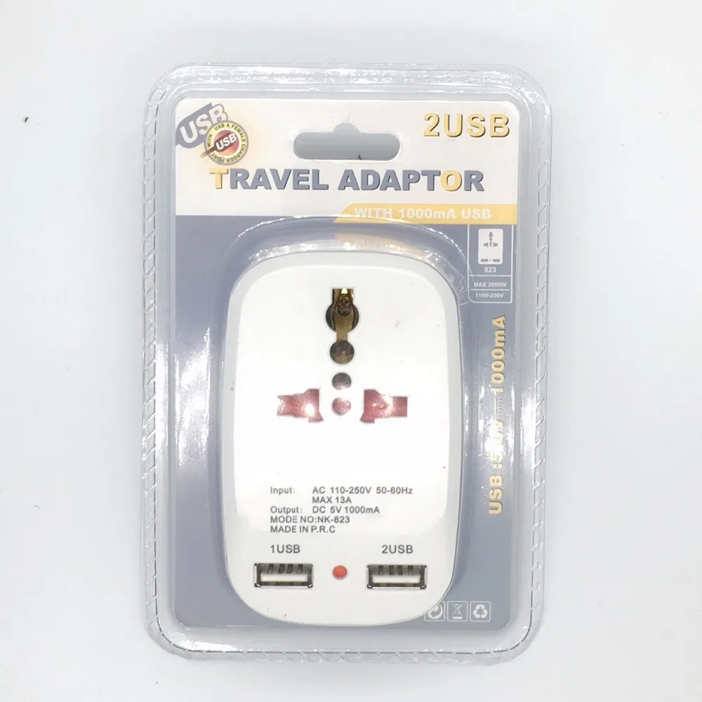 

2 USB Charging Port All in One Universal Worldwide Travel Wall Charger AC Power UK Plug Adapter Adaptor