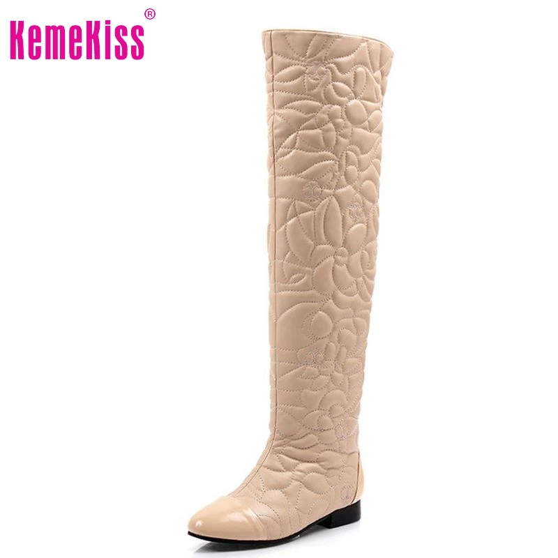 

Free shipping over knee natural genuine leather high heel boots women snow warm boot shoes R5134 EUR size 34-40