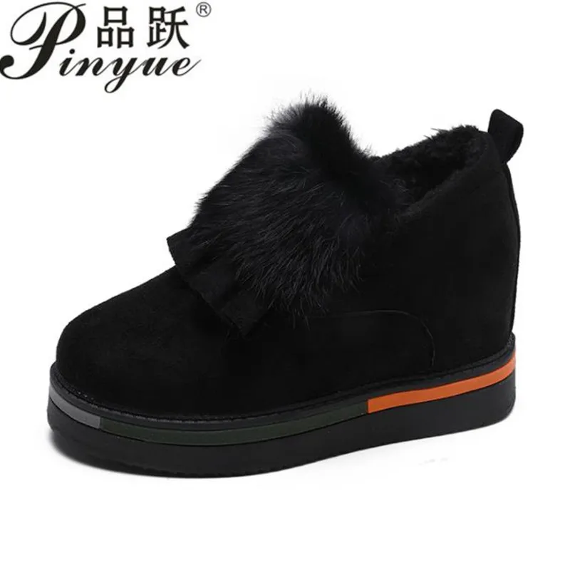 

2019 New Winter Women Wedge Casual Shoes Autumn Ankle Boots Hidden High Heel Platform Shoes Woman Keep Warm Rabbit Fur Sneakers