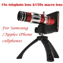 4in1 18X телефото телескоп 150X зум макро объектив для Samsung Galaxy S6 S7 edge Plus чехол для телефона Объективы для iPhone 6 6s 7 Plus