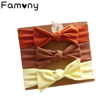 3Pcs/Set Baby Striped Cotton Bow Knotted Headbands Stretchy Newborn Baby Hair Band Handmade Soft Girls Hair Accessories zofz newborn baby clothing cotton baby girls short sleeve set three piece princess dress set with bow hair band and underpants