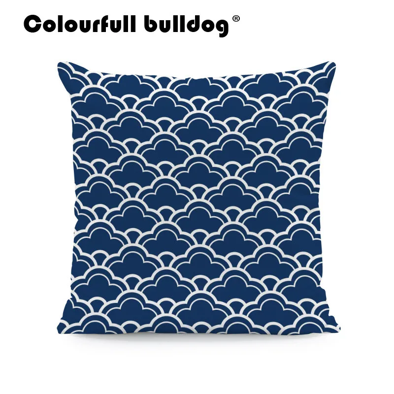 هندسية رمي أكياسها الأزرق الأبيض ثلاثي الأبعاد عبر وسادة غطاء موجة مخطط الغيوم الوسائد المنزل مكتب أريكة ديكور