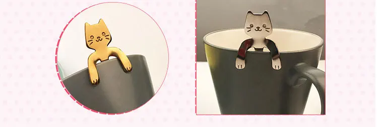4 шт. кошка котенок нержавеющая сталь для ложек мини для Кофе Чай для десертного напитка Смешивание ложка для молочного коктейля посуда набор кухонные принадлежности