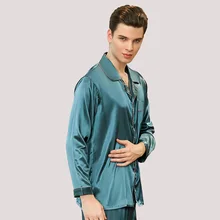 Новое поступление, весенние мужские, повседневные, пропускающие воздух, комплекты из искусственного шелка и штанов, домашняя одежда для отдыха, комплект для сна, Мужские пижамные комплекты YTZ725