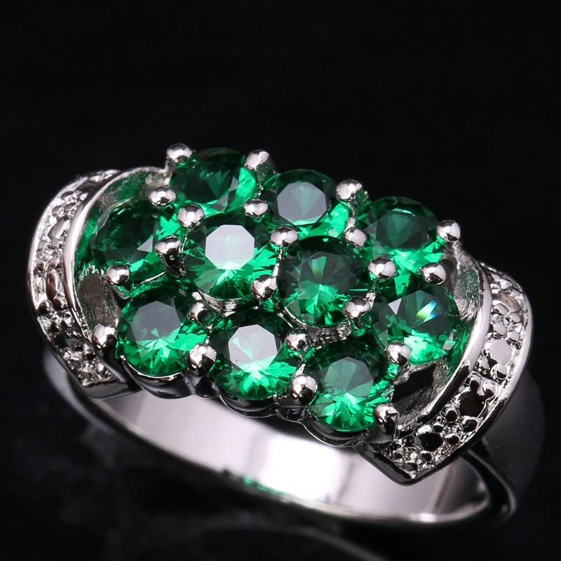 Glowing Green Cubic zirconia Multigems Gems 925 Sterling Silver Jewelrys Solitaire Rings US# Size 6 7 8 9 S1639 | Украшения и
