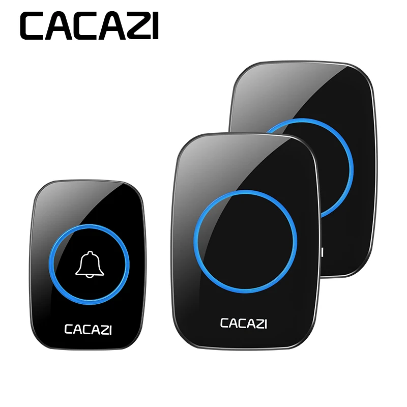 CACAZI AC 110-220V EU/US/UK wireless doorbell 1 waterproof button+2 plug-in receivers 300M remote door bell 38 chimes door ring ts k108w12 wireless doorbell portable digital cordless door bell kit waterproof 1000ft 300m range with plug in receivers
