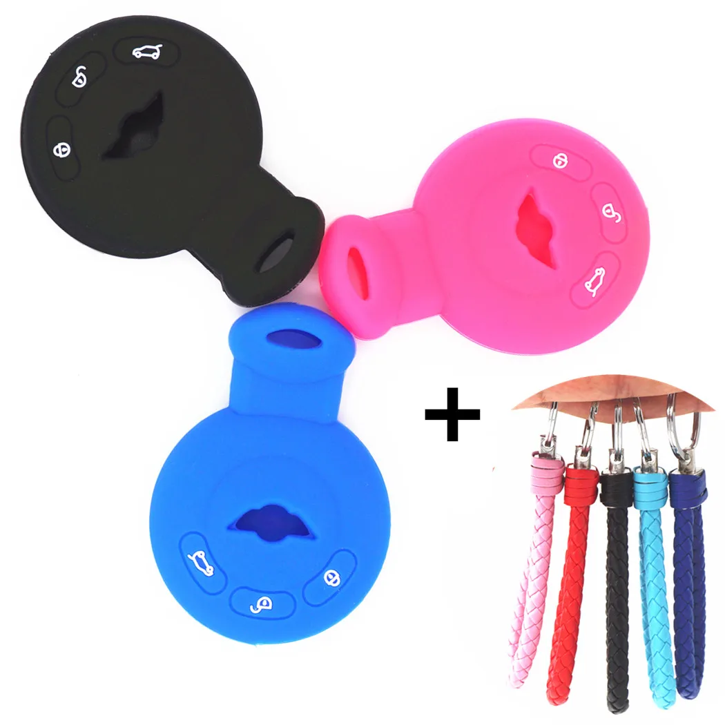 

WFMJ Silicone 3 Buttons Keyless Entry Remote Smart Key Cover Chain Case Keyring Keychain Fob for Mini Cooper S R56 R57 R58